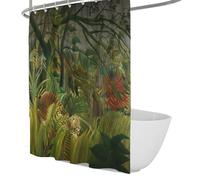 SHUODAOCO Rideaux de Douche Jungle Tropicale 120Bx200Lcm Tigers Botanical Wild Natural Scene Floral Rideaux de Douche Set Polyester imperméable pour Bain d’invités