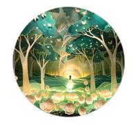 SHUODAOCO Romantique Forêt Ronde Enfants Filles Tapis pour Salon Chambre Mise à Niveau Tapis Vert Lavable Antidérapant pour Dortoir Crèche Décor Chambre 100cm