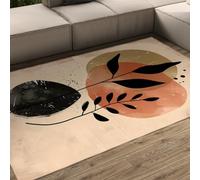 SHUODAOCO Tapis Aquarelle botanique antidérapant Abstrait avec Un Design Floral et géométrique pour Salon Chambre à Coucher Décor à la Maison Tapis Noir léger 60x90cm