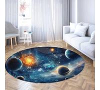 SHUODAOCO Tapis de Porte Circulaire de Design Abstrait coloré 120cm - Espace Tapis Ronds Pliables antidérapants pour Salon Chambre à Coucher Maison entrée Salle de Jeux