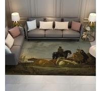 SHUODAOCO Tapis pour Salon Chambre à Coucher 120x150cm Vintage Riverside Scène Pastorale Tapis de Support antidérapant Lavable Rétro Ferme Cuisine Grand