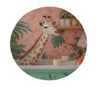 SHUODAOCO Tapis Rond Animal Moderne 180cm - Boho Long Cou Girafe Tapis antidérapant Doux Porte pour entrée Ferme Cuisine buanderie Chambre d’Enfant