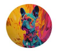 SHUODAOCO Tapis Rond Motif Bouledogue 90cm - Tapis Ronds lavables de Style Pop Art Antidérapant à Poils Ras pour Salon Chambre à Coucher Salle de Jeux Salle d’étude
