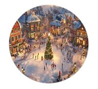 SHUODAOCO Tapis Ronds de Noël 90cm - Dessin animé Patinage sur Glace Cercle Tapis antidérapant Blanc Vert carpette de Porte pour l’entrée Salle de Jeux hôtel décoration intérieure