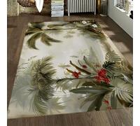 SHUODAOCO Tapis Tropical Floral Non-muant Facile d’Entretien Intérieur Extérieur Lavable pour Patio Backyard Vid Vert Rouge Chambre Tapis de Salon 100x150cm