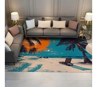 SHUODAOCO Tapis tropicaux Motif de Plage 100x150cm Banc Lavable clourful Palmier Design arrière-Cour vestiaire entrée Tapis pour Salle à Manger Cuisine