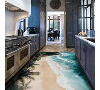 SHUODAOCO Tropical Grand Tapis 90x150cm scène de Vacances à la Plage côtière Moderne Point Focal Tapis Portables lavables pour Chambre à Coucher Zones à Fort trafic entrée du Salon