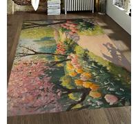 SHUODAOCO - Tulipe Tapis Plantes Fleurs Lavables Salon Chambre Antidérapante Chambre À Pépinière Tapis Jungle Arbres Imprimer Salle de Jeux Bureau à Domicile 180x240cm