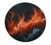 SHUODAOCO Vibrant Space Clouds Ronds Tapis 90cm - Moderne Rouge Noir Circulaire Doux Tapis Lavable en Machine pour Le Bureau à Domicile Chambre à Coucher entrée Salon