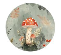 SHUODAOCO Vintage Plante forêt Lavable Rond Tapis 60cm - Red Dot Champignon pépinière Tapis Circulaire antidérapant pour Salle de Jeux Chambre d’Amis Couloir