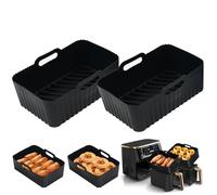 SHUOHONG 2 Pièces Accessoires Air Fryer, Carré Moule Silicone Air Fryer, Plat Air Fryer, Ustensiles Air Fryer, Panier Moule pour Friteuse à Air Chaud pour Friteuse Air Micro ondes Four