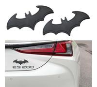 SHUOHONG 2 Pièces Autocollant Moto Stickers 3D Métalliques, Acier Inoxydable Chauve-Souris Batman pour Voiture, Auto-Adhésifs Tuning, Décoration Accessoires (Noir)