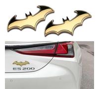 SHUOHONG 2 Pièces Autocollant Moto Stickers 3D Métalliques, Acier Inoxydable Chauve-Souris Batman pour Voiture, Auto-Adhésifs Décoration Accessoires (Or)