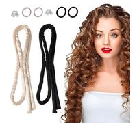 SHUOHONG 2 Pièces Boudin Cheveux Boucle Sans Chaleur, Heatless Hair Curlers, Boucle Sans Chaleur Bigoudis Cheveux, Sans de pour Dormir, pour Dormir, pour Cheveux Longs et Courts (Noir,Beige)