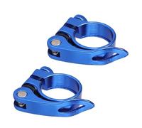 SHUOHONG 2 Pièces Collier de Selle de Vélo 31,8 Mm, Antivol Selle Velo, Pince Selle Velo en Alliage D'Aluminium à Dégagement Rapide pour Vélo, Accessoires de Vélo pour Vtt, Vélo de Route (Bleu)