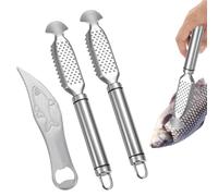 SHUOHONG 2 Pièces Ecailleur Poisson en Acier Inoxydable, 1 Écailleur de Poisson en Forme D'épée, Grattoir à Écailles de Poisson, Poisson Ecaille Nettoyage, Ecailleur de Poisson Remover avec Dents
