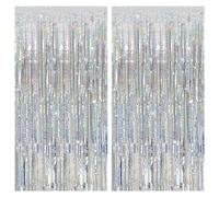 SHUOHONG 2 Pièces Rideau Métallique de Frange, 1 x 2 m Doré Foil Fringe Rideau Tinsel, Rideau Anniversaire, Scintillants Rideau Fil, Rideau Noel, pour Fête Photo Fond Décoration (Rouge)