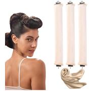 SHUOHONG 3 Pièces Rouleau à Cheveux Sans Chaleur, Heatless Hair Curlers, Boudin Cheveux Boucle Sans Chaleur Coiffure Bricolage, Boucleur Sans Chaleur, Bigoudis Cheveux Long avec Crochet (Beige)