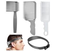 SHUOHONG 4 Pièces Peigne Degrade Homme, Peigne Cheveux, Pochoir en Silicone Incurvé, Grande V-peigne Dégradé Coupe Fourche Cheveux, Tondeuse Cheveux Dégradé, Idéal pour Les Coupes de Cheveux Soi-même