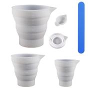 SHUOHONG 4 Pièces Verre Doseur Cuisine Silicone avec Gradué, 10ml/100ml/250ml/500ml Pliable Verre Doseur Silicone Resine Epoxy, Verre Mesureur Cuisine, pour Coulé Moules, DIY, Facile à Nettoyer