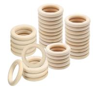 SHUOHONG 40 Pièces Anneau Bois Naturel, Cercle Bois Anneau pour les Arts et L'artisanat Non Traité, Dentition Bebe Anneaux, Deco pour les Arts et L'artisanat, Bricolage, Décoration Intérieure
