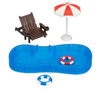 SHUOHONG 5 Pièces Miniature Parasols Piscine Parasol Montage Facile Jardin Exterieur Salvagente Miniature a Construire per Decorare Case Delle Bambole e Come Ornamento da Scrivania