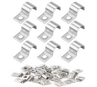 SHUOHONG 50 Pièces Collier de Serrage en U, Collier de Serrage Inox, Collier Serrage Inox, Collier de Serrage Métallique, Collier Durite, U-Tube Pince Anneau Fixation Tuyau, Collier de Fixation Ø 10mm