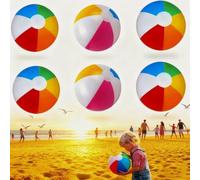 SHUOHONG 6 Pièces Ballon de Plage Gonflable, Coloré Ballon Gonflable Piscine, Deux Tailles, Enfants et Adultes, pour Jouets de Plage, Cadeaux de Fête, Activités d'été en Plein Air Fête à la Plage