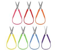 SHUOHONG 7 Pièces Ciseaux à Boucle Colorée, Ciseaux Enfants Droitiers et Gaucher à Bouts Arrondis, Sécurisés pour Les Enfants, Ciseaux Couture Tissu, Ciseaux Cranteurs Couture, Ciseaux Bout Rond