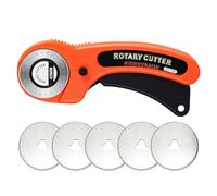 SHUOHONG Cutter Rotatif Couture 45mm, Kit de Couteau Roulette Couture avec 5 Lame de Rechange, Couteau à Roulettes professionnel, Tissu Cutter Safe Close Tambour Cutters pour Coudre Tissu Cuir Quiltin