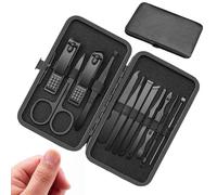 SHUOHONG Kit Manucure Pedicure 12pcs Kit Onglede, Trousse Manucure Avec Boîte de Voyage Portable, Coupe-Cuticule en Acier Inoxydable, Coupe-Ongles Kit de Soins Des Ongles Cadeau pour Les Famille Amie