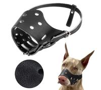 SHUOHONG Muselière Chien Souple Réglable, Musoliaire Chien Anti-Morsure, Museliere pour Chiens, Museliere pour Les Chiens de Taille Grande, Moyenne (PU-Noir-L)