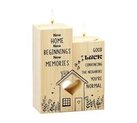 SHUOHONG Paire de Photophore Bougie en Forme de Coeur, Bougeoir en Bois, Cadeaux de Pendaison de Crémaillère, Bougie Decorative, Contenant pour Bougie, Cadeau Meilleure Amie Femme