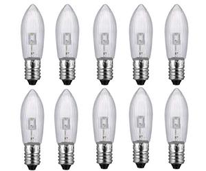 ShuoHui Lot de 10 ampoules LED E10 de rechange pour guirlande lumineuse 9 V-55 V CA 0,2 W 3000 K 20 lm
