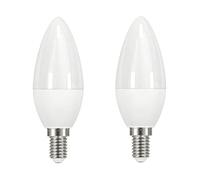 ShuoHui Lot de 2 ampoules LED E14 5630 SMD à économie d'énergie 5,5 W (remplace 40 W) en forme de bougie Blanc chaud AC 220-240 V