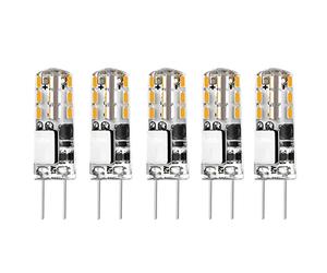 ShuoHui Lot de 5 ampoules LED 12 V G4 24 blanc chaud 3000 K AC/DC 1,5 W/20 W halogène G4 Ampoule capsule de rechange Bi-Pin Culot JC Économie d'énergie Non Dimmable Ampoule (5)