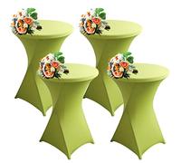 SHUOJIA 1/2/4pcs Housse De Table De Bistrot, Housse Mange Debout, Nappe Mange Debout Nappe Cocktail Ronde, Housse De Table De Extensible en Spandex pour Bar,Mariage,Cocktail (Yellow-Green,4Pcs-80cm)