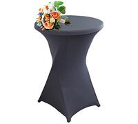 SHUOJIA 1/2/4pcs Housse De Table De Bistrot, Housse Mange Debout, Nappe Mange Debout Nappe Cocktail Ronde, Housse De Table De Extensible en Spandex pour Bar,Mariage,Cocktail (Dark Gray,1Pcs-60cm)
