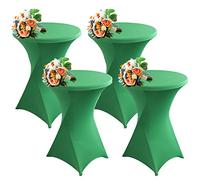 SHUOJIA 1/2/4pcs Housse De Table De Bistrot, Housse Mange Debout, Nappe Mange Debout Nappe Cocktail Ronde, Housse De Table De Extensible en Spandex pour Bar,Mariage,Cocktail (Dark Green,4Pcs-80cm)