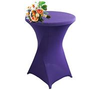 SHUOJIA 1/2/4pcs Housse De Table De Bistrot, Housse Mange Debout, Nappe Mange Debout Nappe Cocktail Ronde, Housse De Table De Extensible en Spandex pour Bar,Mariage,Cocktail (Deep Purple,1Pcs-60cm)