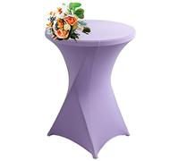 SHUOJIA 1/2/4pcs Housse De Table De Bistrot, Housse Mange Debout, Nappe Mange Debout Nappe Cocktail Ronde, Housse De Table De Extensible en Spandex pour Bar,Mariage,Cocktail (Purple,1Pcs-80cm)