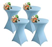SHUOJIA 1/2/4pcs Housse De Table De Bistrot, Housse Mange Debout, Nappe Mange Debout Nappe Cocktail Ronde, Housse De Table De Extensible en Spandex pour Bar,Mariage,Cocktail (Sky Blue,4Pcs-80cm)