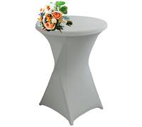 SHUOJIA 1/2/4pcs Housse De Table De Bistrot, Housse Mange Debout, Nappe Mange Debout Nappe Cocktail Ronde, Housse De Table De Extensible en Spandex pour Bar,Mariage,Cocktail (Light Grey,1Pcs-60cm)