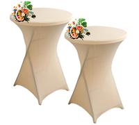 SHUOJIA 1/2/4pcs Housse De Table De Bistrot, Housse Mange Debout, Nappe Mange Debout Nappe Cocktail Ronde, Housse De Table De Extensible en Spandex pour Bar,Mariage,Cocktail (Champagne,2Pcs-60cm)
