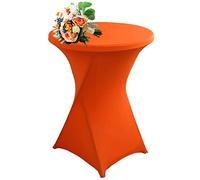 SHUOJIA 1/2/4pcs Housse De Table De Bistrot, Housse Mange Debout, Nappe Mange Debout Nappe Cocktail Ronde, Housse De Table De Extensible en Spandex pour Bar,Mariage,Cocktail (Orange,1Pcs-80cm)