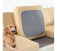 SHUOJIA Housse De Coussin De Canapé, Housse De Coussin, Housse Coussin D'assise Extensible Tartan Antidérapant, Couvre Canape? Housse De Protection Universelle (Cream Color,Large-Backrest Cover)