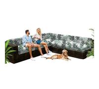SHUOJIA Housse de Coussin Exterieur Impermeable pour Salon de Jardin, Lots Housse Assise Salon de Jardin avec Fermeture Éclair, Amovibles pour Intérieur Et Extérieur(Dark Green Leaf,1 pcs-55x60×10cm)