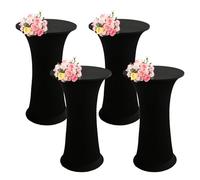 SHUOJIA Housse Mange Debout Nappe Table Haute de Housse pour Table Haute de Reception Ronde Stretch Spandex Nappe Mange-Debout Protection Table Cocktail de Bistro/Banquet (Black,4Pcs-60cm)