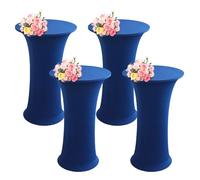 SHUOJIA Housse Mange Debout Nappe Table Haute de Housse pour Table Haute de Reception Ronde Stretch Spandex Nappe Mange-Debout Protection Table Cocktail de Bistro/Banquet (Blue,4Pcs-60cm)