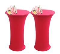 SHUOJIA Housse Mange Debout Nappe Table Haute de Housse pour Table Haute de Reception Ronde Stretch Spandex Nappe Mange-Debout Protection Table Cocktail de Bistro/Banquet (Rose Red,2Pcs-80cm)